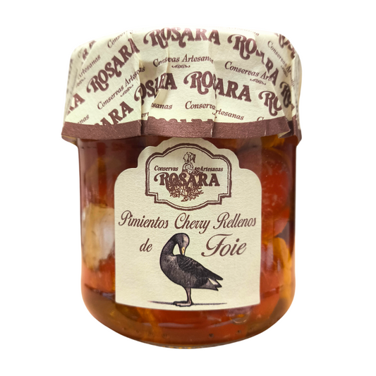 Pimiento Rojo Cherry Relleno de Foie - Tarro de Cristal 212 gr, 10-12 Piezas