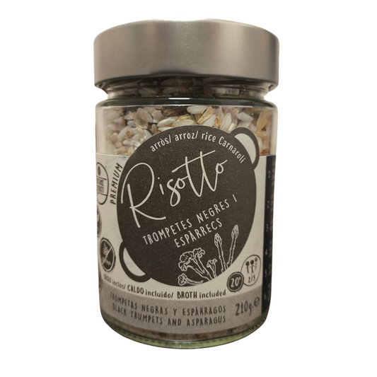 Risotto de Trompetas Negras con Esparragos - Arroz Carnaroli Premium 210 Gr